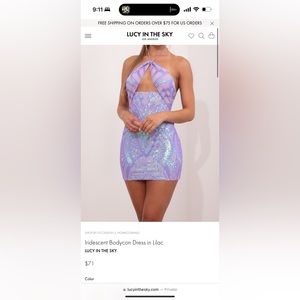 Lucy in the sky iridescent bodycon dress in lilac size Medium